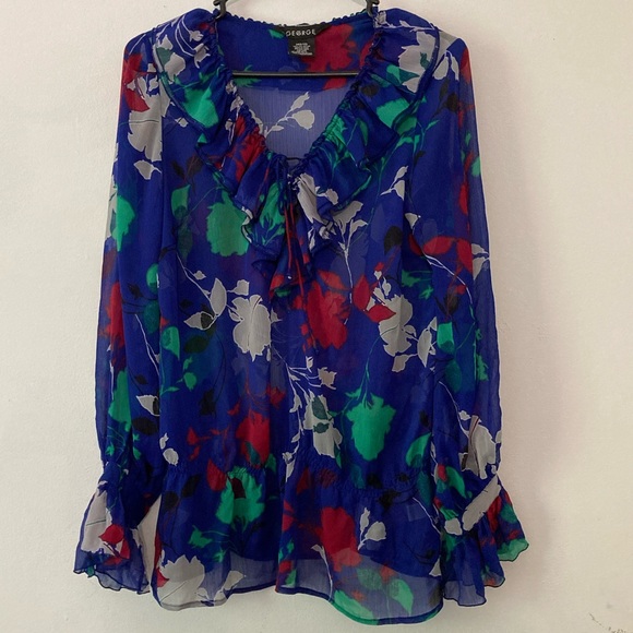 George Ruffled Blouse, Size M - Picture 1 of 11